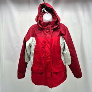 Vintage L.L.Bean 3-in-1 Ski Jacket Parka Red White Shell Women's Small